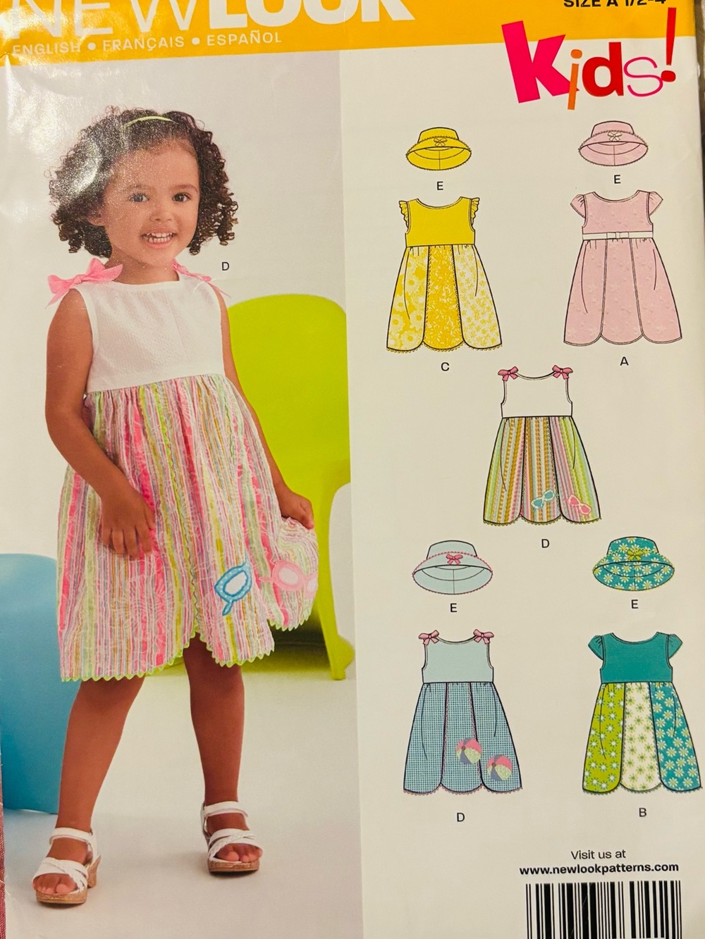 New Look 6041 Toddlers Dress Hat set  Uncut Girls Sizes 1/2-4
